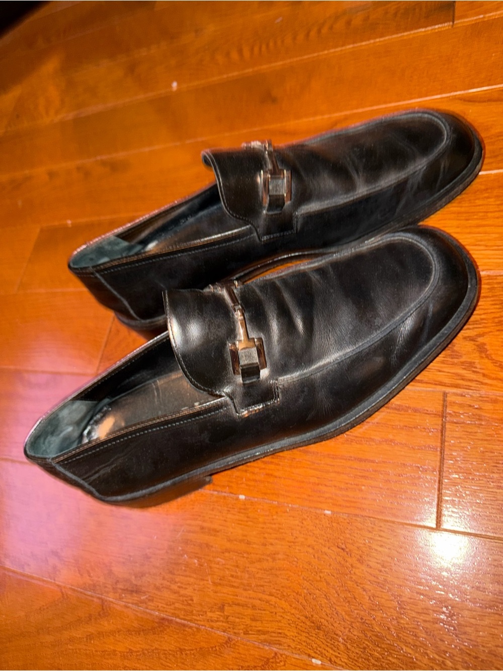 Gucci Black Leather Men’s Bit-Detail Slip-On Loafers